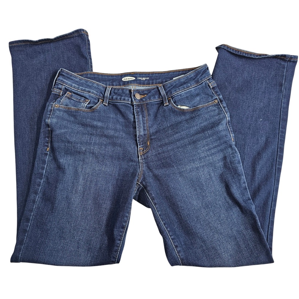 Old Navy Womens Kicker Boot-Cut Jeans Dark Wash Mid-Rise Size 10 Stretch Denim